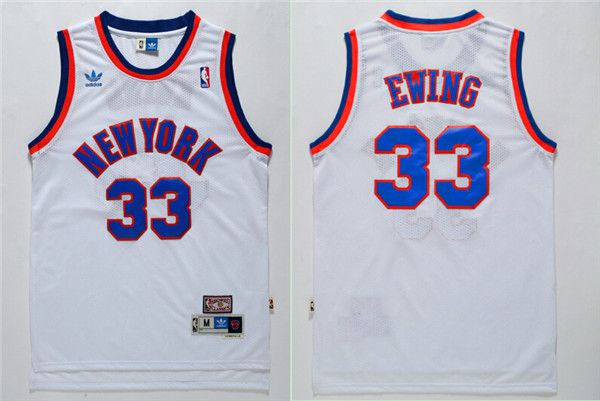 Men New York Knicks #33 Ewing White Throwback Adidas NBA Jersey